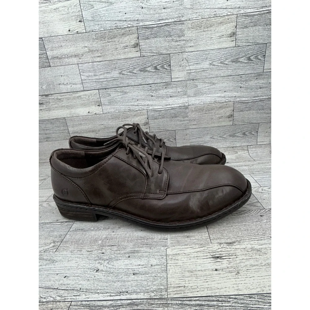 Born Mens Brown Leather Bicycle Toe Oxford Dress Shoes H14052 Size‎ 11.5M